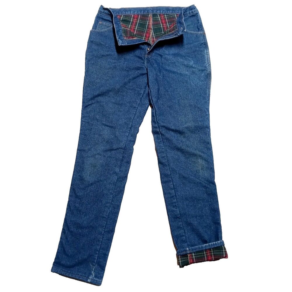 Vintage Lands' End Made in USA Flannel Lined Jeans Size 36x36 Straight Denim